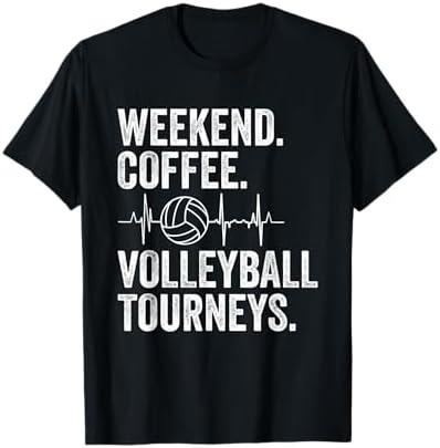 Vintage Weekend Coffee and Volleyball Moms Apparel T-Shirt.3XL