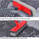 Floor Scrubber with Long Handle, 2 in 1 Scrubbing Brush Stiff Bristle Shower Cleaning Brush for Bathroom, Kitchen, Tub, Carpet, Grout, Tile(Red)