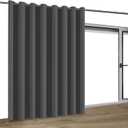 Turquoize Extra Wide Blackout Curtains Total Privacy Black Thermal Efficiency Patio Sliding Door Door Curtain for Living Room Grommet Room Divider Vertical Blind, 1 Panel(100Wx108L, Charcoal Gray)