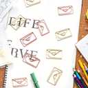 100PCS Envelope Shape Paper Clips Metal Funny Bookmarks Decorative Paper Clamps for School Office Home (Gold)