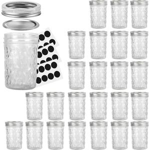VERONES Mason Jars 8OZ, 8 OZ Canning Jars Jelly Jars With Regular Lids and Bands, Ideal for Jam, Honey, Wedding Favors, Shower Favors, 24 PACK