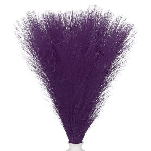 PATIKIL 24in Pampas Grass Decor, 50pcs Artificial Pampas Grass Bulk Fluffy Faux Pampas Grass Small Dried for Home Boho Decor Vase Wedding Wall Ground, Dark Purple