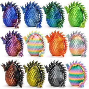 12PCS 3D Printed Crystal Dragon & Egg Set - 12 Unique Colors - 5.12 Inch Glitter Dragons with 2.36 Inch Surprise Eggs - Blind Box Collectible Toys for Adults - Fantasy Party Favors Gift
