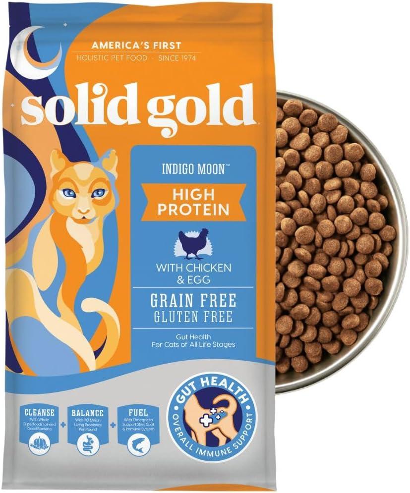 Solid Gold High Protein Dry Cat Food - Grain Free & Gluten Free Chicken Cat Dry Food w/Probiotics for Gut Health & Digestion - High Fiber & Omega 3 - Low Carb Superfood Kibble for Cats All Ages - 12LB, Feb/05/2027