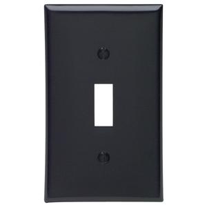 Leviton 1-Gang Toggle Device Switch Wallplate, Standard Size, Thermoplastic Nylon, Device Mount, 80701-E, Black