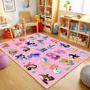 Kids Rugs for Playroom Educational Rug for Learn The ABC Alphabet, Soft Machine Washable Non-Slip Cute Carpet for Classroom Toddler Nursery Kids Room Decor Mat