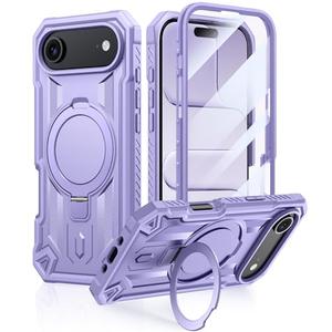FNTCASE for iPhone Air Phone Case: Magnetic Phone Cases with [Ring Kickstand] [Built-in Screen Protector] [Heavy Duty Military Grade Protection] Drop Proof Rugged Protective Hard Cases Purple