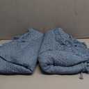 WAZZIO Light Blue Sheer Curtains 84 Inches Long 2 Panels with Rod Pocket Tassel Cotton Boho Crochet for Bedroom Living Room, Stone Blue