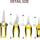 5 pack Garden Pruning Shears Stainless Steel Blades, Handheld Scissors Set with Gardening Gloves,Heavy Duty Garden Bypass Pruning Shears,Tree Trimmers Secateurs, Hand Pruner (Yellow and Black)