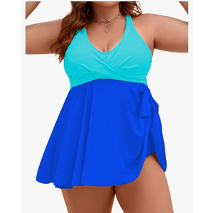 Edelqual Womens Plus Size Tankini Swimsuit Two Piece Tummy Control Bathing Suits Swim Dress Swimwear with Shorts 4XL