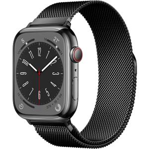 Original Milanese Loop Band Compatible with Apple Watch 38mm 40mm 41mm 42mm 44mm 45mm 46mm 49mm - Women & Men Magnetic Closure Adjustable Metal Strap for iWatch Series 10 9 8 7 6 5 4 3 2 1,Ultra,SE (Black)