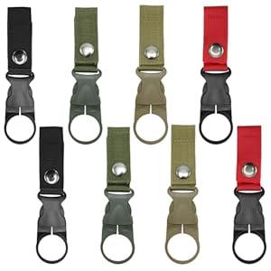 SCORYULE 8 Pcs-4 Colors Hanging Bottle Buckle Clip Carabiner, Portable Mineral Water Bottle Clip for Backpack, Outdoor, Camping, Hiking Traveling