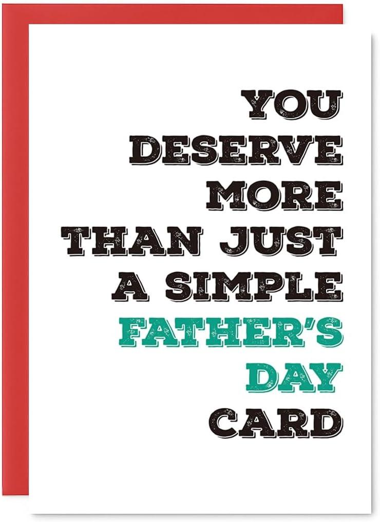 Simple Fathers Day Card for Dad, Father's Day Gifts for Dad Stepdad Papa, Fathers Day Card from Daughter Son Kids Step Daughter Stepson, Fathers Day Greeting Cards from Kids