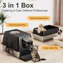 Stainless Steel Litter Box 24" with Lid, XL Extra Large Litter Box, Enclosed Top Entry Metal Litterbox for Big Cat, Easy Cleaning, Anti-Leakage & High Sided with Mat, Aisle & Scoop Black
