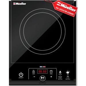 Mueller RapidTherm Portable Induction Cooktop, 1800W Hot Plate Electric Stove Top Burner. 8 Temp Levels, Auto-Off & Pot Detection, LED Display, Child Lock, 4 Programs, Burners for Cooking