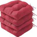 Outdoor Chair Cushions Set of 4, Patio Chair Cushions with Ties, 19x19 Tufted Outdoor Seat Cushions, Waterproof Patio Furniture Cushions, Outdoor Dining Chair Pads, Burgundy