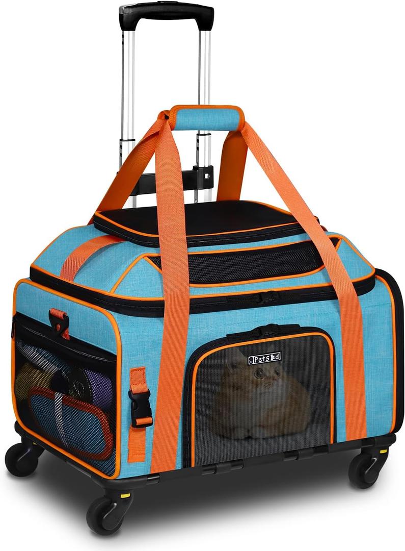 Petskd Top-Expandable Pet Carrier with Wheels 19x13x9 Inches Southwest Allegiant Airlines Approved, Soft-Sided Carrier for Small Dog Under 12 lbs and Large Cat Under 15 lbs(Blue) Petskd Top-Expandable Pet Carrier with Wheels 19x13x9 Inches Southwest Allegiant Airlines Approved, Soft-Sided Carrier for Small Dog Under 12 lbs and Large Cat Under 15 lbs(Blue)