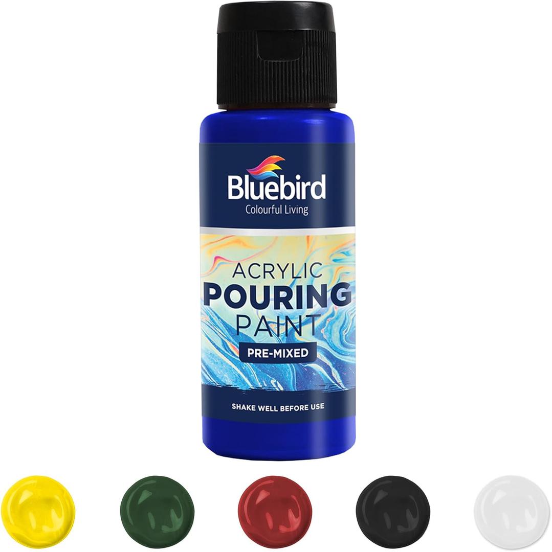 BLUEBIRD Acrylic Pouring Paint, Pthalo Blue, 3.4 Fl Oz - Easy To Use & Ready To Pour Acrylic Paint for Canvas, Paper, Wood