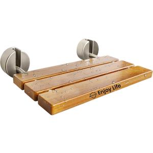 20 Inchs Teak Folding Shower Seat Wall Mounted, Fold Down Shower Seat for Inside Shower, Home Care Folding Shower Seat, Wall Mounted Shower Bench with 400 Lb. (Wood)