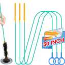 Sink Snake Drain Hair Removal Tool, Reusable 50 Inch Extended Drain Snake Tool Clog Remover, Anti-break Metal Shower Plumbing Snake Drain Cleaner for Bathtub, Bathroom Sink Pipe Cleaning (3 Pack)