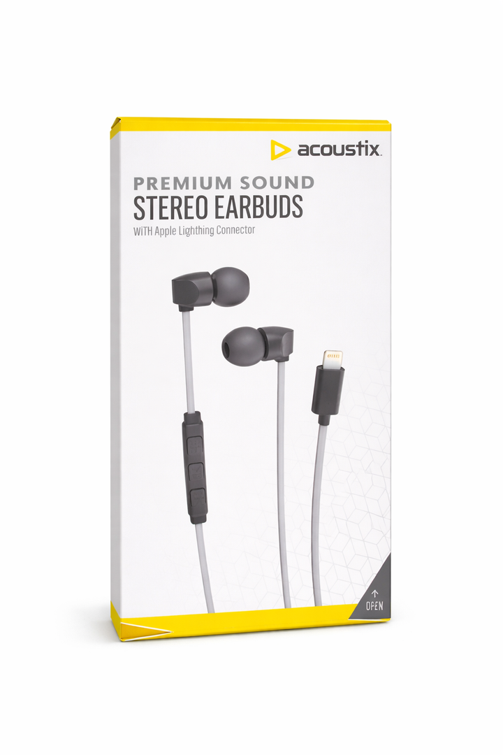 acoustix PREMIUM SOUND STEREO EARBUDS with Apple 8-Pin Connecter