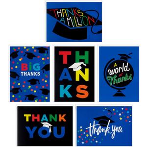 Hallmark Bulk Graduation Thank You Cards (48 Thank You Notes with Envelopes) Blue and Black