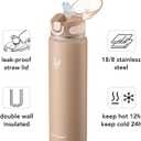 Enerbone 32 oz Insulated Water Bottle, Stainless Steel Bottle with Carrying Strap, Double-Wall Vacuum Insulation Design, Leakproof Sports Bottle with Straw, Keep Drinks Cold or Hot for Hours