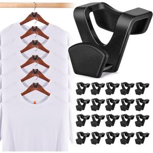 HOUSE DAY Space Saving Hanger Hooks 60 Pack, Black Clothes Hanger Connector Hooks, Heavy Duty Hanger Hooks Space Saver, Premium College Dorm Room Essentials, Good Closet Organizers and Storage