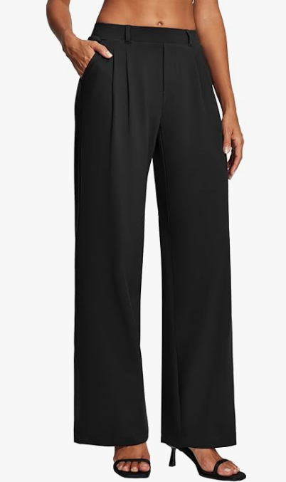 Heathyoga Womens Dress Pants Pull On Wide Leg Stretchy Work Pants Women Business Casual Outfits Slacks for Women Trousers, Petite, 2XL