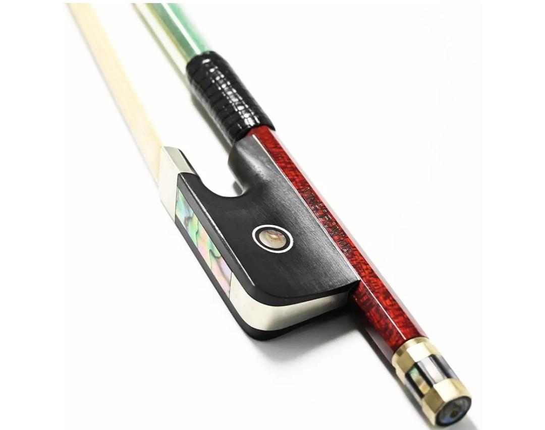 Cello Bow 4/4 Size Carbon Fiber Core Wood Skin Hybrid VINGOBOW 120C Master Level Ebony Frog Well Balanced Pernambuco Performance Sweet Warm Tone Mongolian Horse Hair
