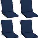 Arden 4-Pack Outdoor Patio Dining Chair Cushion, 20x44, Rain-Proof Seat Pad, Fade-Resistant Outdoor Cushion Sapphire Blue Leala
