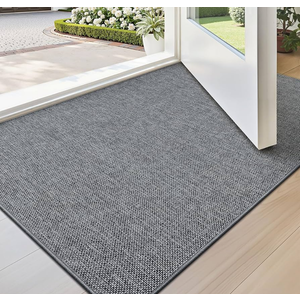 LUMI Ultra Thin Door Mat for Entryway, Low Profile Non Slip Rubber Backing Indoor Doormat, Easy Clean Welcome Entrance Mat for Inside House, Patio, Dark Grey 36"x59"