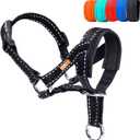 Dog Head Collar, Head Collar with Reflective Strap to Stop Pulling for Medium Dogs, Adjustable (M, Black)