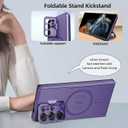 Galaxy S22 Ultra 5G Phone Case,Designed for Samsung S 22 Ultra with Camera Lens Protector,Built-in Camera Ring Stand Kickstand,Heavy Duty Shockproof Cover for Women Men 6.8''in Purple