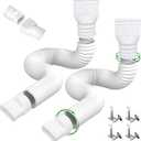HomeBeyond Flexible Rain Gutter Downspout Extensions 21" to 60", Rainwater Drainage Diverter with Adapters and Screws, Heavy-Duty PE Drain Downspout Extender, Foundation Protection (2 Pack, White)