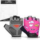 Half Finger Kids Cycling Gloves| Non-Slip, Padded, Antislip, Fingerless Kids Bike Gloves for Boys and Girls | Ideal for BMX, MTB, Gymnastics XL