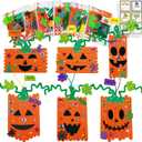 Winlyn 24 Sets Fall Crafts Kits Halloween Crafts Individual Fall Kids Crafts DIY Pumpkin Fall Decorations Craft Sticks Pumpkin Foam Stickers Arts and Crafts for Kids Classroom Activities Party Favors