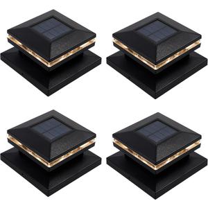MAGGIFT 15 Lumen Post Lights for Outdoor, Fence Deck or Patio, Solar Powered Caps, Warm White High Brightness SMD LED Lighting, Lamp Fits 4x4, 5x5 or 6x6 Wooden Posts, 8 Pack