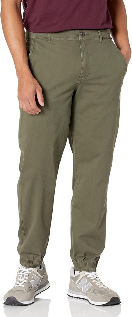 Amazon Essentials Men's Straight-Fit Chino Jogger Pant (XX-Large, Olive)