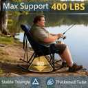 400lbs Rocking Camping Chair, Oversized Heavy Duty XL Folding Rocker for Adults, Padded High Back Big & Tall Support, with Cup Holders & Carry Bag for RV, Lawn, Patio & Sports