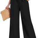 Anyally Womens Loose Wide Leg Pants Business Casual Elastic Waisted Palazzo Harem Pants with Pockets Work Trousers (XXL)