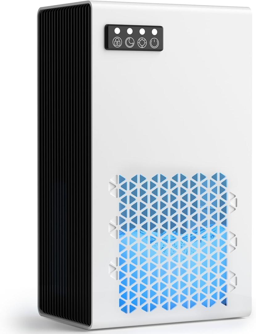 FancyBark Dehumidifiers for Home, 99oz Water Tank Dehumidifier for Bedroom Basement Bathroom RV with Auto Shut Off, Drain Hose, Sleep Mode, (White)