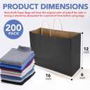 XPCARE 200Pack Large Paper Gift Bags with Handles Bulk,16x6x12 Inch Plain Natural Kraft Bag Packaging Black Paper Bags for Birthday Party Boutiques Business Retail Stores Merchandise