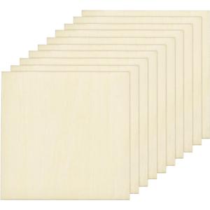 MECCANIXITY 10pcs Basswood Sheet 4 x 4 x 3/16 Inch Unfinished Wood Boards Plywood for Crafts Laser Cutting with Smooth Surfaces