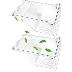 [2 PACK] Upgraded 240337103 Refrigerator Crisper Drawers Bins Compatible with Frigidaire Drawer Replacement 240337102 Kenmore Refrigerator Drawer,Frigidaire Crisper Drawer Replacement Fridge Drawer