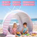 Baby Beach Tent, Pop Up UPF 50+ Sun Shelter | Silver-coated UPF 50+ sun shelter with instant pop-up design for beach, park and backyard use, Pink, 35" x 26" x 26"
