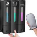 3 in 1 Shampoo and Conditioner Dispenser, 1200ML Capacity Shower Soap Dispenser Bathroom Set, 3 Chamber Shower Dispenser No Drill, Fashionable Wall Mounted Soap Dispenser for Bathroom & Hotel, Black 