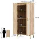 JASIWAY Tall Bathroom Storage Cabinet with Doors and Shelves, 57" Linen Floor Storage Cabinet for Laundry Entryway, Wood Freestanding Pantry with Metal Handle, Adjustable Shelves, Anti-Tipping Device