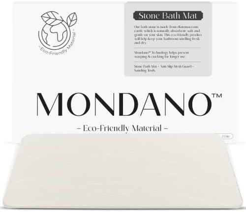Mondano Stone Bath Mat, Diatomaceous Earth Shower Non Slip Bathroom Mat Quick Dry Stone Mat, Stone Dish Drying Mat, Stone Bath Mats for Bathroom, Diatomaceous Earth Hard Rug (Pebble White)