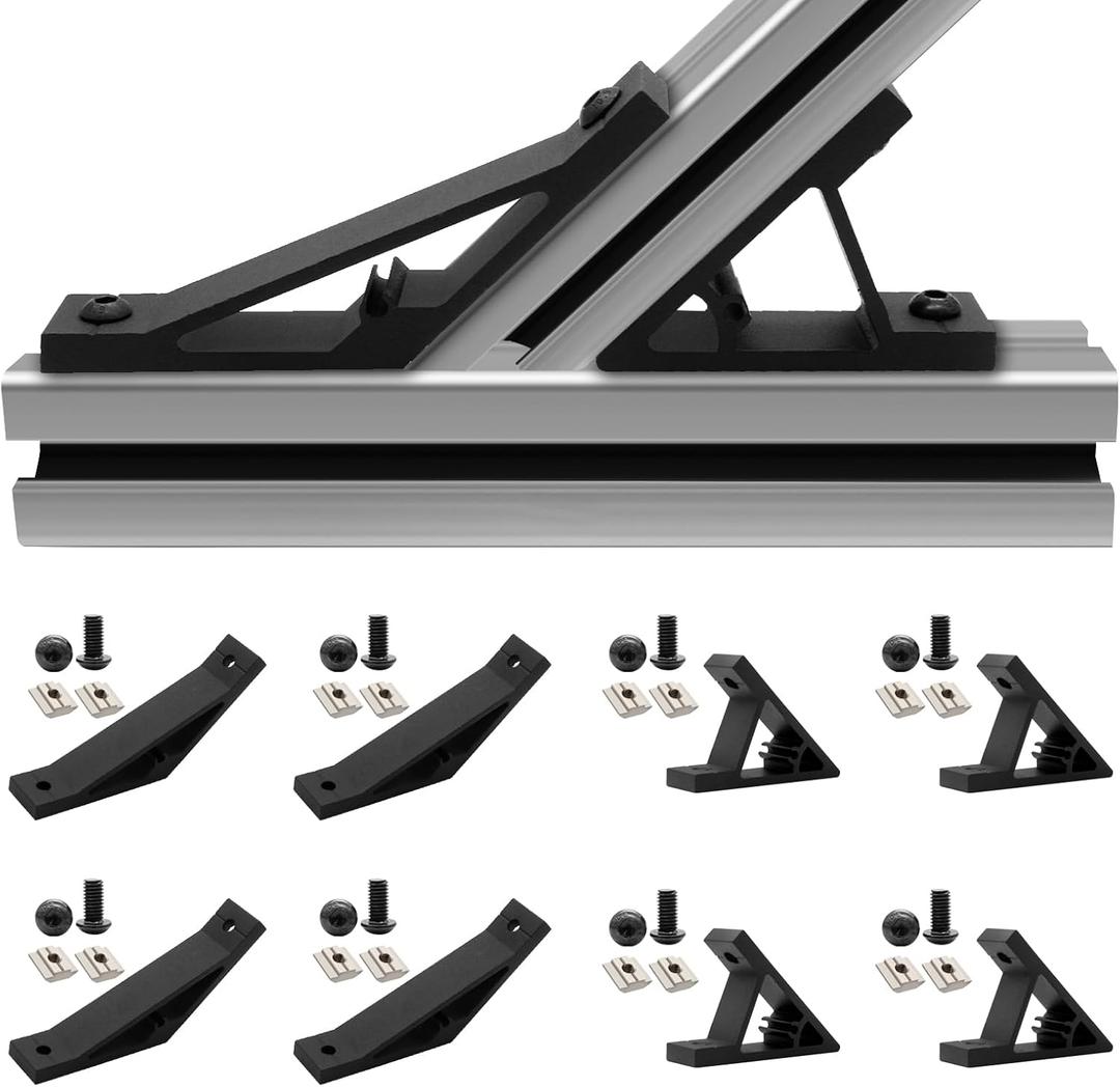8pcs 3030 45/135 Degree Angle Corner Bracket 3030 Extrusion Hardware T-Slot V-Slot Accessories with Screws and Nuts for 3030 Aluminum Extrusion Connector 3D Printer Accessories Black